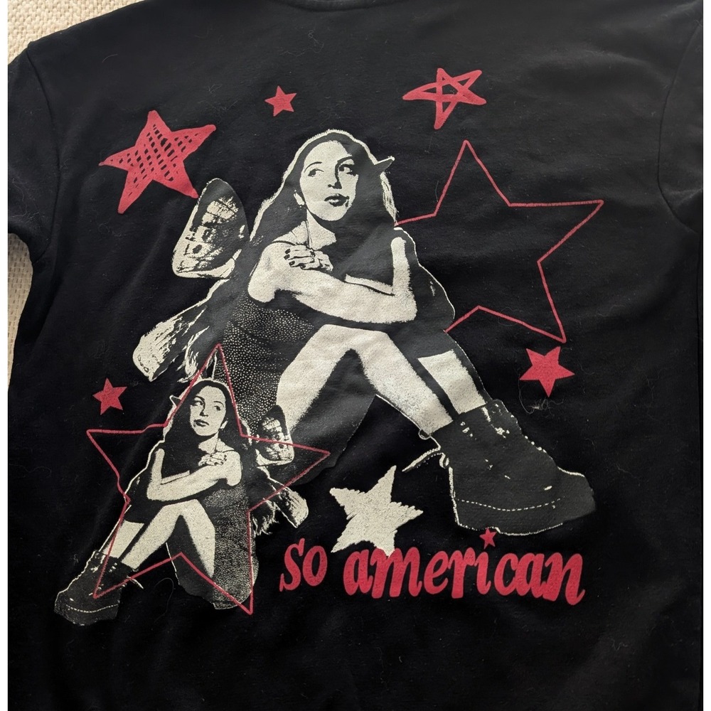 Old Navy Olivia Rodrigo So American Graphic Hoodie Black Kids XL 14-16 GUTS Tour